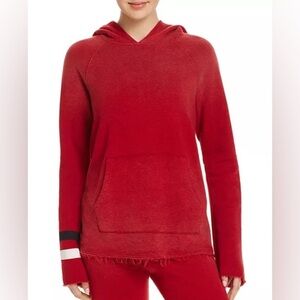Sundry Raw Hem Bell Sleeve Hooded Sweatshirt